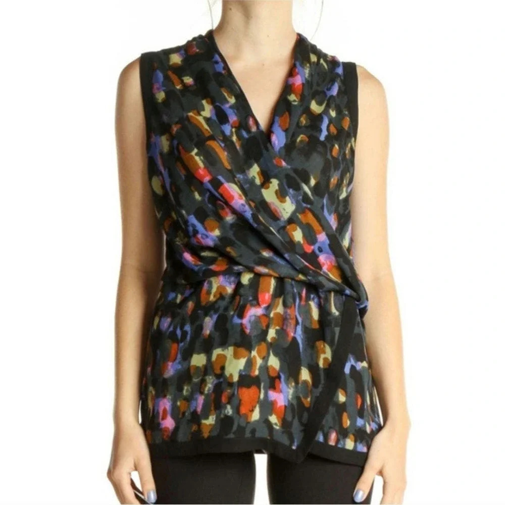 Cabi Women's Flaunt V-neck Sleeveless Tank Top Size S Multicolor Draped